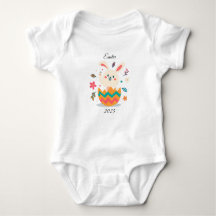 Bodysuit de bébé lapin de Pâques personnalisé