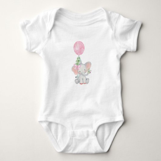 Body Bodysuit de fille Eléphant Rose (Devant)