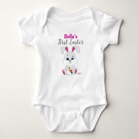 Body Bodysuit de Pâques avec lapin mignon pour bébé fil (Devant)