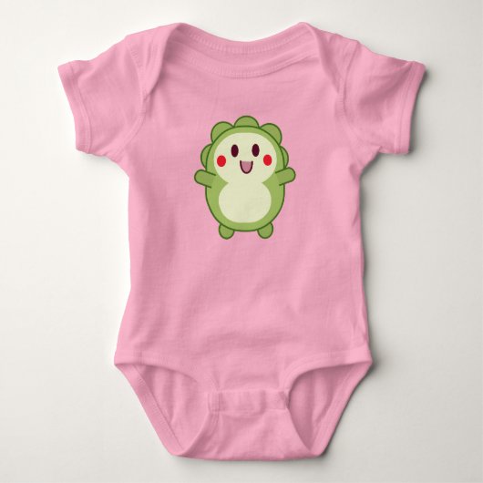 Body Bodysuit Kawaii Dinosaur bébé en rose (Devant)