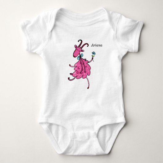 Body Bodysuit pour bébé fille avec chèvre rose (Devant)