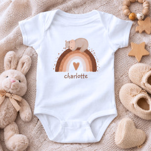 Body Boho Arc-en-ciel avec monogramme Hippopotame