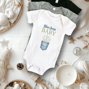Body Boho Floral Denim Pochette Jean Bleu Baby Shower
