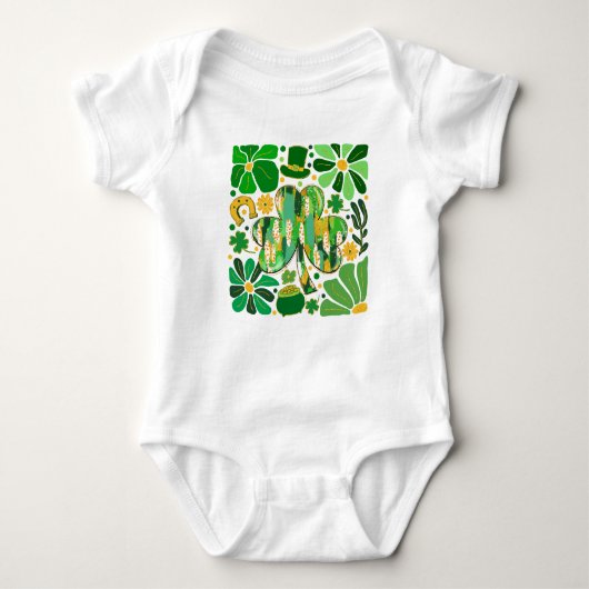 Body Boho Floral Pailleté Saint Patrick Fleur de Trèfle (Devant)