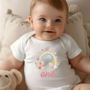 Body Boho Floral Pastel Arc-en-ciel "Un" Premier Annive