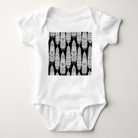Body Boho plumes : motif noir et blanc (Devant)
