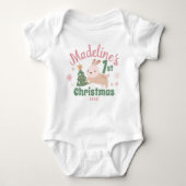 Body Boho Premier Noël avec mignon lapin, Arbre, Nom (Devant)