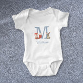 Body Bois Animaux Bleu Bébé Garçon Monogramme initial
