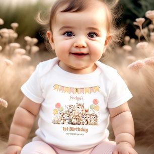 Body Bois Animaux Boho Nom Fille 1er anniversaire