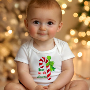 Body Bon Noël Canne en Bonbon - Joyeux Noël Italien