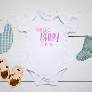 Body Bonjour Bébé Rose Personnalisé  