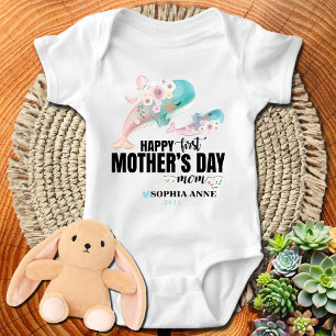 Body Bonne 1ère Fête des Mères Maman - Baleines Florale