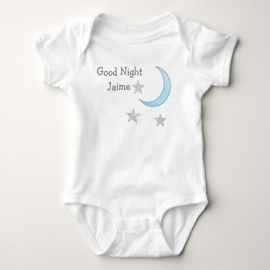 Body Bonne nuit (Nom du bébé) Lune bleue et étoiles rêv (Devant)