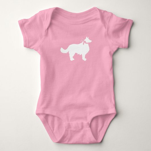 Body Bordure Collie Chien Baby shower Chien Chiot Rose  (Devant)
