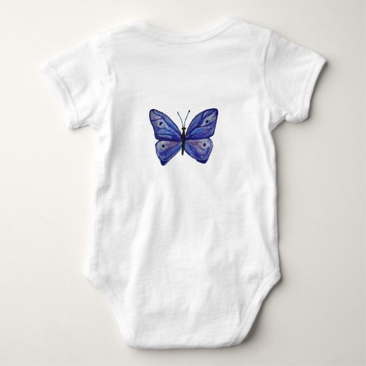 Body Bouteille Bleu Papillon Aquarelle Bébé Jersey (Dos)