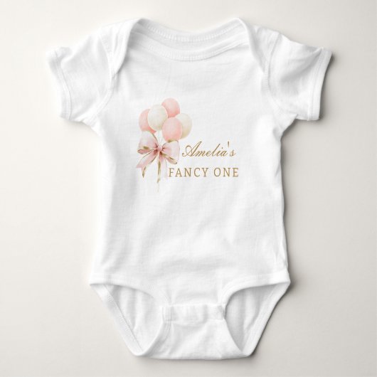 Body Bow rose et ballons 1ère fille Anniversaire (Devant)