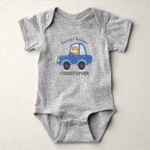 Body Boys Cute Tiger Driving Blue Car Nom Personnalisé
