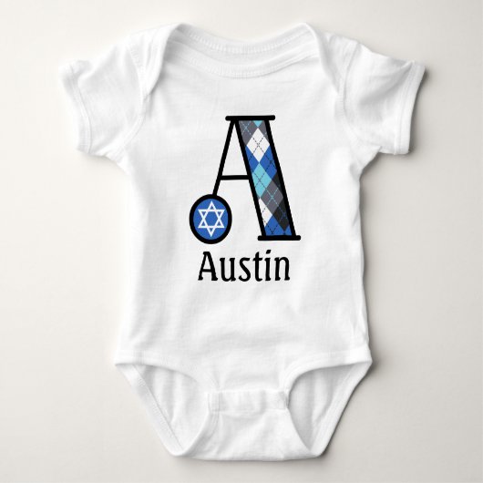 Body Boy's Star of David Hanoukka Bodysuit monogramme A (Devant)