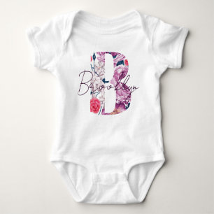 Body Brooklyn Baby Name Flower Script Vintage Floral B