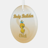 Body Builder Chick Glas Ornament (Voorkant links)