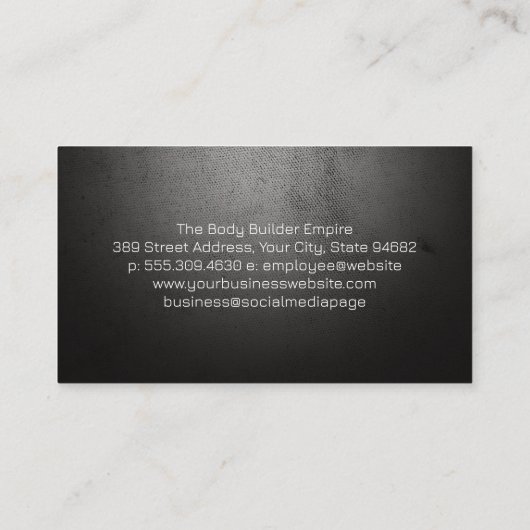 Body Builder Flexing in Pose Visitekaartje (Achterkant)