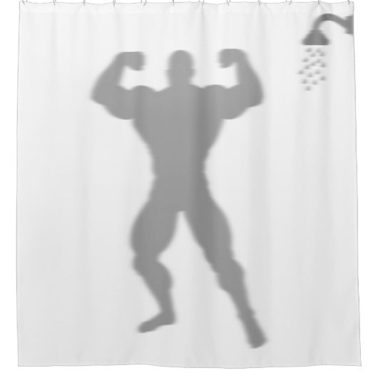 Body Builder Man Grappige Silhouette Shadow Achter Douchegordijn (Voorkant)