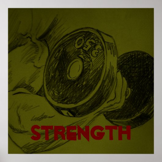 Body Building Fitness Potlood Schets Poster (Voorkant)