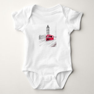 Body Bus rouge Londres Vintage aquarelle Angleterre