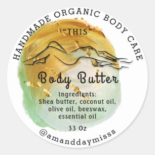 Body Butter Balm Care Packaging Logo Hartelijk dan Ronde Sticker