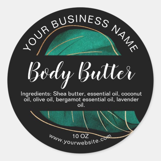 Body Butter Bananenblad Tropisch Productlabel Ronde Sticker (Voorkant)