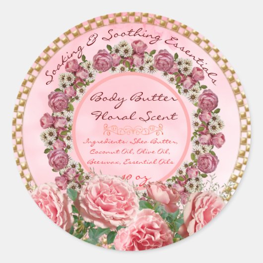 Body Butter Floral Classic Ronde Sticker (Voorkant)