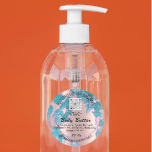 Body Butter Product Verpakking Leafs Water QR CODE Ronde Sticker