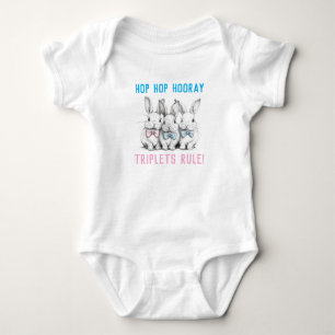 Body Cadeau baby shower, lapins de Pâques, Triplets Mix