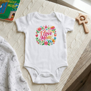 Body Cadeau Fleurs d'Été Nouveau-Né Mignon J'Aime Mam