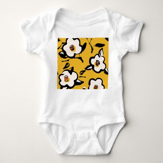 Body Camélia jaune, floral démodé douteux. (Devant)