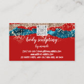 Body Care Mode Logo QRCode Roos Red Blue Bikini Visitekaartje (Achterkant)