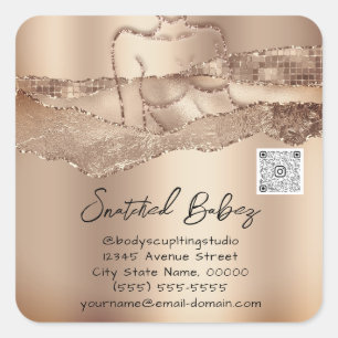 Body Care Sculpting Cosmetics Logo QR Code Name Vierkante Sticker