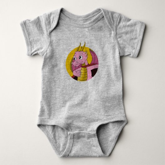 Body Caricature de dragon rose pour bébé (Devant)