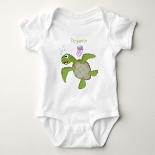 Body Caricature joyeuse de tortue de mer verte mignonne