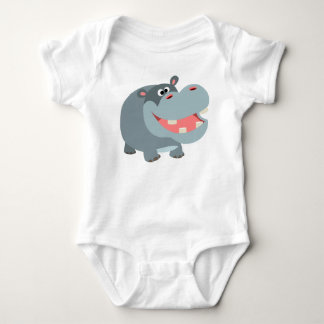 Body Caricature mignonne souriante Hippo Baby Bodysuit
