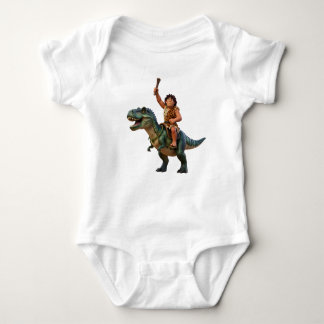 Body Caveman Riding Dinosaur Cartoon Image