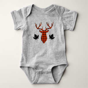 Body Cerf Buck Érable Feuille Plaid Buffalo Rouge