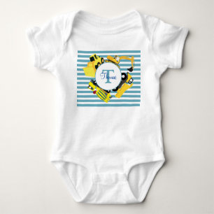 Body Chariots de construction Bleu rayures Monogramme