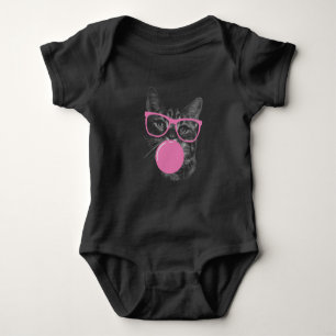 Body Chat cool avec lunettes roses et gomme à bulles