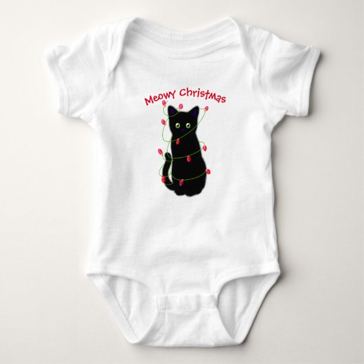 Body chat noir | Meowy Christmas | lumières scintillant (Devant)