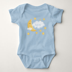 Body Cheesy Moon & Stars Nom du bébé sur un nuage bleu