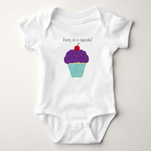 Body Chemise bébé cerise cupcake violet joliment givré (Devant)