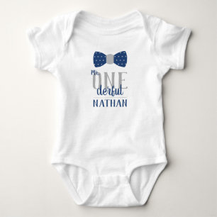 Body Chemise d'anniversaire Mr ONEderful en bleu et gri