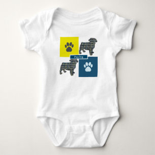 Body Chien carlin Silhouette Chien & Paw Yellow & Blue