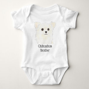 Body Chien Chihuahua personnalisé blanc aux longs poils